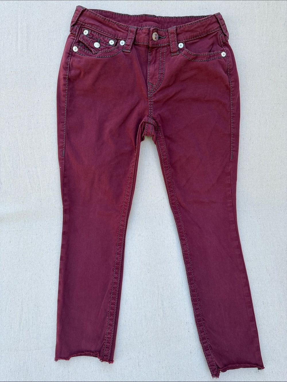 Y2K True Religion Skinny Ricky Jeans in Deep Wine